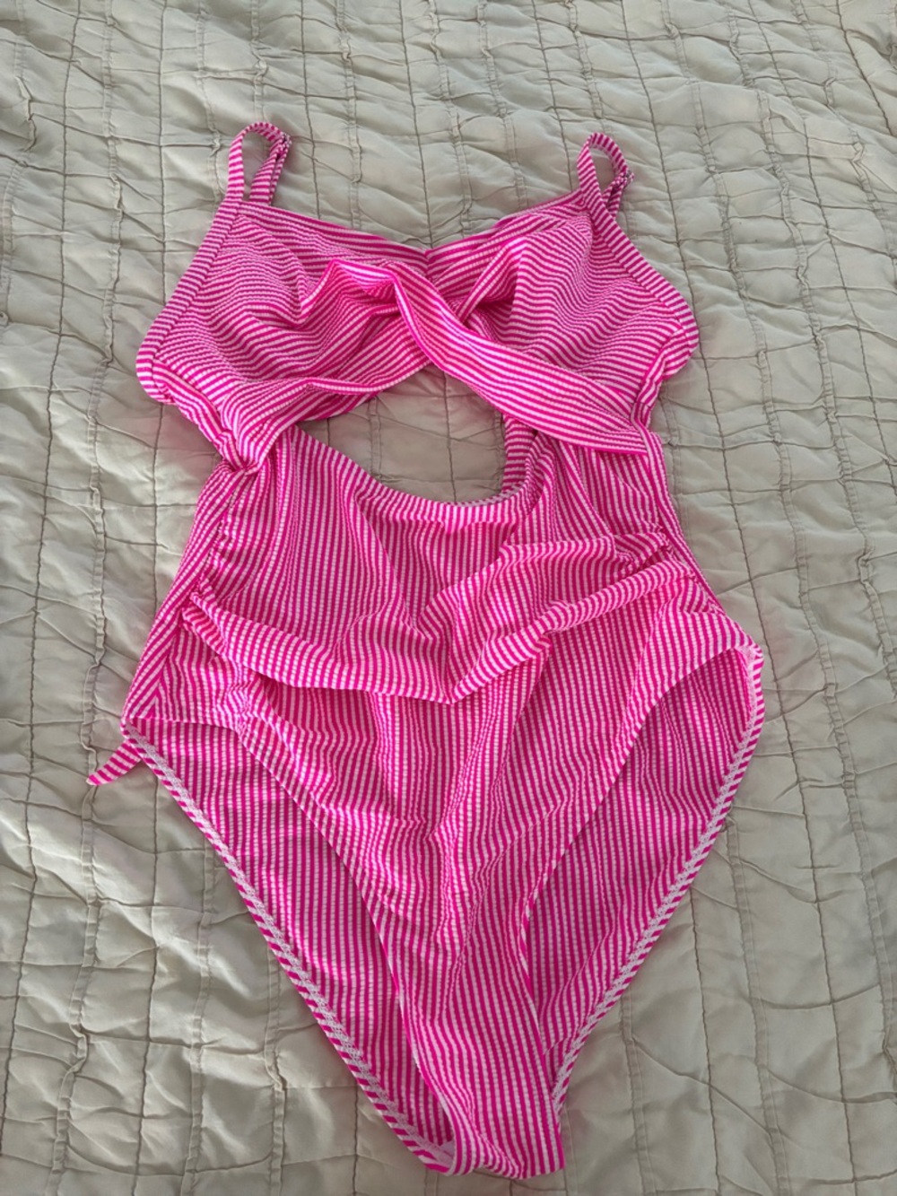 Hot Pink Striped Women’s One-Piece Swimsuit
